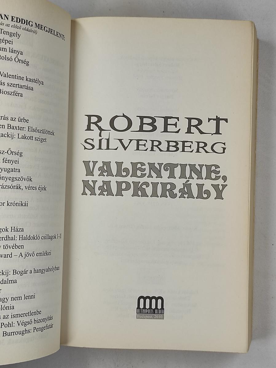 Robert Silverberg Valentine, Napkirály könyv belső oldal